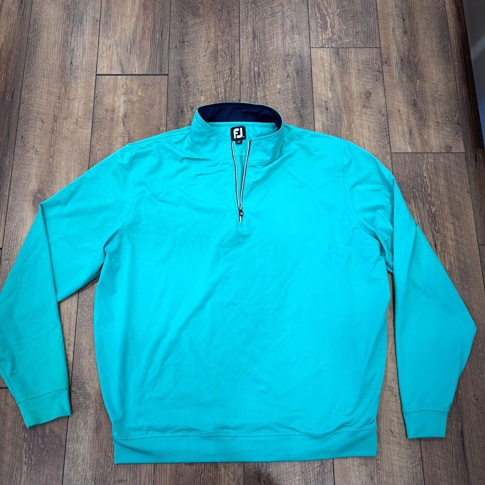 FootJoy Quarter Zip Golf Pullover Mens XXL 2XL Teal Stretch Performance READ